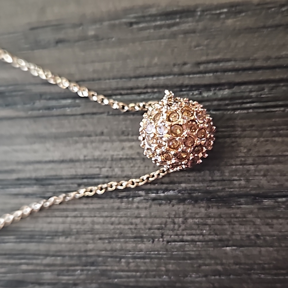 Monet Gold Tone Rhinestone Small Round Pendant Necklace - Picture 1 of 6